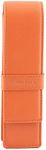 DiLoro Leather Pen Case Pouch Holder for Two Fountain Ballpoint Rollerball Pens or Pencils (Orange)