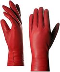 Harssidanzar Women's Nappa Lambskin Genuine Soft Leather Lined Cashmere Gloves GL006, Red(100% Cashmere Lined, Upgrade), Small