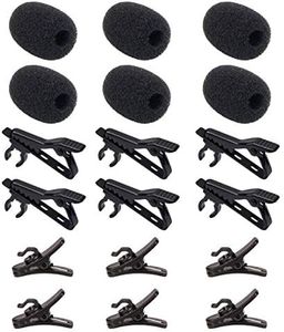 ALEKOR 6 Pieces Lavalier Microphone Metal Tie Clips, 6 Pieces Lapel Mic Windscreen Foam Covers and 6 Pieces Lav Mic Plastic Wire Clips