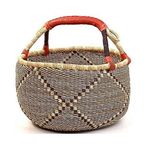 Large African Basket | Round Diamond Bolga Basket | Ghana Basket 14"-16" Across