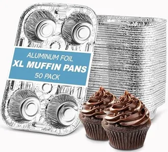 PLASTICPRO Aluminum Foil Muffin Pans Reusable and Disposable, Muffin & Pie foil Pan (50, 6 cavity XL)