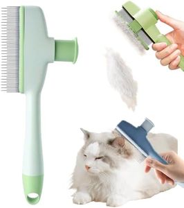 Flea Comb for Cats & Dogs, 2025 New Pet Hair Removal Comb with Release Button, Pet Grooming Brush Cat Dog Combs, Self-Cleaning Cat Brush for Short and Long Hair Cats (Green)