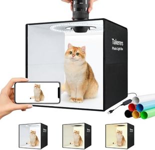 Takerers 16"x16"x16" Photo Studio Light Box Photography Booth with 120 LEDs, 3000-5700k Adjustable, 6 Color Backdrops, Dimmable Folding Shooting Tents for Product