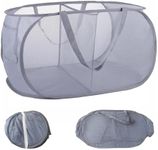 Popup Laundry Basket, Foldable Laundry Basket, Popup Laundry Hamper,Durable Mesh, 2 Compartment,Easy Carry Handles - Ideal for College Dorms, Laundry Rooms, and Travel (2 Compartments-Gray)