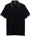 Amazon Essentials Men's Standard Slim-Fit Cotton Pique Tipped Polo, Black/White and Red, X-Large