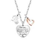 KENYG Necklace Gift for Boys Girls Heart Shape Pendant Necklaces With 26 Initial Letters,Inspirational Necklace for Daughter Niece Sistes Best Friends (R)