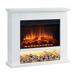 FLAMME 39" Beadell Electric Fireplace Suite White Colour Includes 2000w Heater with Glass Fronted Flame Effect, Remote Control