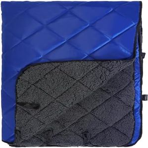 REDCAMP Large Outdoor Camping Blanket with Sherpa Lining, Waterproof and Windproof Cold Weather Blanket for Camping Stadium, Machine Washable 79"x 79" Blue