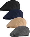 KUTTOR 4 Pieces Newsboy Men's Hat Newsboy Cap Flat Cap Soft Stretch fit Men Cap Cabbie Hunting Cap lvy Hat for Men Outdoor