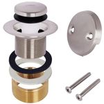 GSTARAM Bathtub Drain Tip-Toe Tub Trim Kit with Two-Hole Overflow Faceplate, All Brass Bathtub Drain Stopper Plug with Universal Fine/Coarse Thread, Lift & Turn Tub Conversion Set (Brushed Nickel)