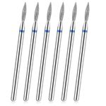 YUXIANLB 6pcs Cuticle Drill Bit, Flame Shape Diamond Nail Drill Bits Set with Case, Professional Manicure Tools 3/32" Flame Cuticle Clean Nail Carbide Bits for Home Salon