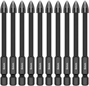 10Pcs Glass and Tile Porcelain Drill Bit 6mm Tungsten Carbide Tipped Spear Drill Set Hex Shank Electric Screwdriver Bits Metal Hole Saw Drilling Tool for Tile Porcelain Wood Glass Mirror (6MM 10Pcs)