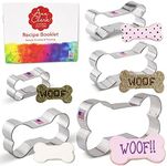 Dog Bone and Biscuit Dog Treat Cookie Cutter 5-Pc Set Made in USA by Ann Clark, 2", 3 1/8", 3 1/2", 4", 5"