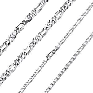 925 Sterling Silver Tiny 2.9mm Italian Style Figaro Chain Necklace for Women, 18 inch
