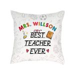 Best Teacher Ever Personalised themed Thanks Giving, End of School Year, Birthday, Christmas Sofa decor Home Décor, Satin Throw Pillow/Cushion. (Satin Cushion Cover)