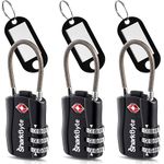 SharkByte TSA Approved Luggage Locks, 3-Dial Security Travel Combination Padlock with Tags, Flexible Cable Wire Travel Locks, Suitcase Locks, Bag, Gym Lock, Small Suitcase Padlock with Code (3 Pack)