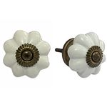 Maison Belle Ceramic Door Knobs - Gold Antique Finish (Size 1.75 INCH, Pack of 6)