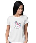 Shoppers Daddy Unicorn Special Women's Cotton T-Shirt(SD-WMN-RNHLF-19-WT-S_White_Small)