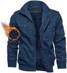 TACVASEN Men's Military Lightweight Jacket Army Cargo Windbreaker Zip Front Stand Collar Cotton Jackets with Multi Pockets Denim Blue S