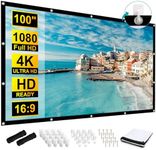 Frocopo 100 inch Projection Screens, Double Sided Washable Outdoor Projection Screen, 16:9 Foldable Anti-Crease Portable Projector Movies Screens for Camping Party, Home Theater, Office