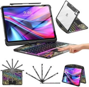 TSQQST Clear Wireless Keyboard Case for iPad Pro 13 Inch M5/M4 2025/2024 with Pencil Holder & Multi-Touch Trackpad, Visible PCB High-Tech Style, 3-Brightness & 7-Color Backlight, 360 Rotatable, Black