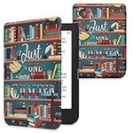 kwmobile Case Compatible with Kobo Clara 2E / Tolino Shine 4 Case - eReader Cover - Library Motto Multicolor