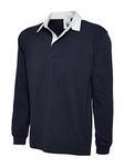 Uneek New Mens Plain Premium Rugby Shirt -Navy - XXX-Large