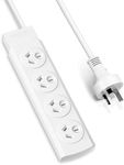 Power Strip with 4 AC Outlets, 1.5M Cable Power Board, Surge Protector 10A/240V/2400W, White