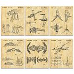 Vintage Star Vessels Vehicles - Set of 6 Wall Art Patent Prints - 8x10, Unframed | Décor for Men, Teen, or Boys Bedroom, Game, or Rec Room, Home Office, Man Cave, Comic-Con, Sci-Fi, and Movies Fan