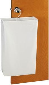 Household Essentials 148 Hanging Cotton Canvas Laundry Hamper Bag - White