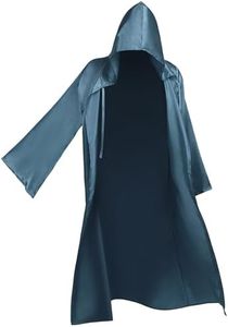 BIGLUFU Capa con Capucha de Halloween, Disfraz de Caballero para Adulto Carnaval Medieval Traje Ropa Vampiro Bruja Halloween Cosplay Disfraces Hombres con Capucha (XL, Gris-azul)