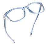 LifeArt Blue Light Blocking Glasses, Anti Eyestrain, Computer Reading Glasses for Women/Men, Anti Glare (Light Blue, No Magnification)