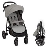 Graco Buggy EezeFold DLX | Lightweight Travel Buggy with One-Hand Folding Mechanism, 4-Wheel Suspension, Flat Reclining Position & Large Basket - Lunar Grey