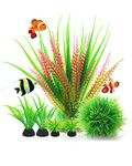 QZQ Fish Tank Decorations For Aquarium Plants Include 6pcs Aquarium Ornaments Artificial Plastic Fish Tank Accessories For Plants