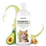 Petroyale 2-in-1 Shampoo + Conditioner for Cats - Anti-Tick & Flea - Dandruff Control - Itch Relief - Cat Shampoo with Avocado, Walnut & Aloe Vera for Healthy Skin & Coat - 300ml