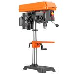 Uargd 10 in Benchtop Drill Press, 6.2A Induction Motor, Adjustable Speed Ranges: 650-3100 RPM, 0-45° Tilting Worktable, LED Work Light, Suitable for Wood and Metal Applications