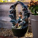 Primrose 61cm Secret Garden Swing Fountain Mini Figurine Cascading Outdoor & Indoor Water Feature with LED Lights