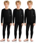 VZV 3 Set Boys Thermal Underwear Set, Kids Long Johns Fleece Lined Thermal Set Boy Base Layer for Skiing, Cold Weather