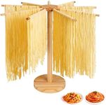 FEMILTG Pasta Drying Rack,Wood Pasta Drying Rack Collapsible for Homemade Fresh Pasta Noodle,Spaghetti Dryer Hanger Stand for Kitchen,for Pasta Maker,with Transfer Wand and 9 Bars