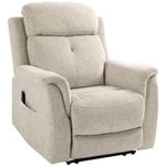 HOMCOM Massage Recliner Chair with 8-Point Vibration, Manual Fabric Reclining Chair for Living Room with Side Pockets, Remote Control, Retractable Footrest, Beige