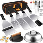 Griddle Accessories Kit, Terlulu 29 PCS Flat Top Grill Accessories for Blackstone and Camp Chef, Metal Spatula Set with Burger Press, Melting Dome, Scraper, Tongs, Carry Bag for Outdoor Grilling BBQ