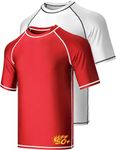 Liberty Imports 2-Pack Men's UV Short Sleeve Swim Shirts Loose Fit Rash Guards, Set F, Large