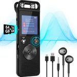 Hinne 80G Digital Voice Recorders-Voice Activated Password Dictaphone 3072Kpbs HD 720° Surround Microphone Recording Device with Headphone, Data Cable for Personal memo, Meeting, Speech (Black)