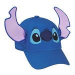 Disney Stitch Baseball Cap Girls Summer Holiday Essentials One Size Adjustable Strap Childrens Sun Hat Lightweight Breathable 3D Cap for Girls Stitch Gifts for Girls (Blue)