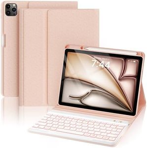OYEEICE Keyboard Case for iPad Air 6th 11-inch M2 2024, Air 5th/ 4th 10.9'' 2022/2020, Pro 11'' (4th, 3th Generation)- Detachable Backlit Keyboard, Smart Folio Cover with Pencil Holder - Pink
