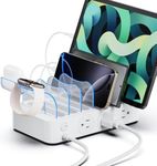 SooPii 60W Charging Station for Multiple Devices, 6 Port USB C Charging Dock with 3 AC Outlets, 3 USB C, 3USB A, 6ft Extension Cord, Include 6 Mix Cables for MacBook lPhones 16/15/14