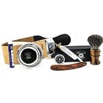 Haryali London Shaving Kit - 6pc Straight Razor Kit - Wooden - Cut Throat Razor - Badger Shaving Brush - Shaving Bowl - Leather - Straight Razor Strop - Honing Compound - Alum Stick