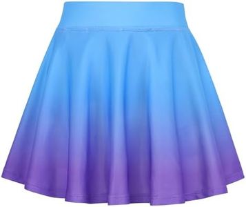 JESKIDS Pleated Skirts Girls' Tennis Skirts Golf Athletic Skort Dance Running Sport Skirts with Shorts 6-7 Years Gradient Blue Purple