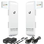 Wireless Bridge Ubiquiti NSM5 PRE-CONFIGURED Bundle of 2 Ubiquiti airMAX NanoStation M5, Point to Point Outdoor WiFi Bridge, Plugh and Play, 5GHz, 150+Mbps, 15+km Link Range, Network WiFi Bridge.