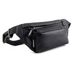 Synaty Large Waist Bag for Men Women with Adjustable Strap, Water Resistant (Pure Black)